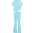 thumbnail image 5 of Caqnni 7-8 Years Teen Girls Tracksuit Short Sleeve Tops T Shirt And Flared Trousers Teenager 2 Piece Outfits Kids Sets For Teen Girls Running Tracksuit A30-Mint Green, 5 of 5
