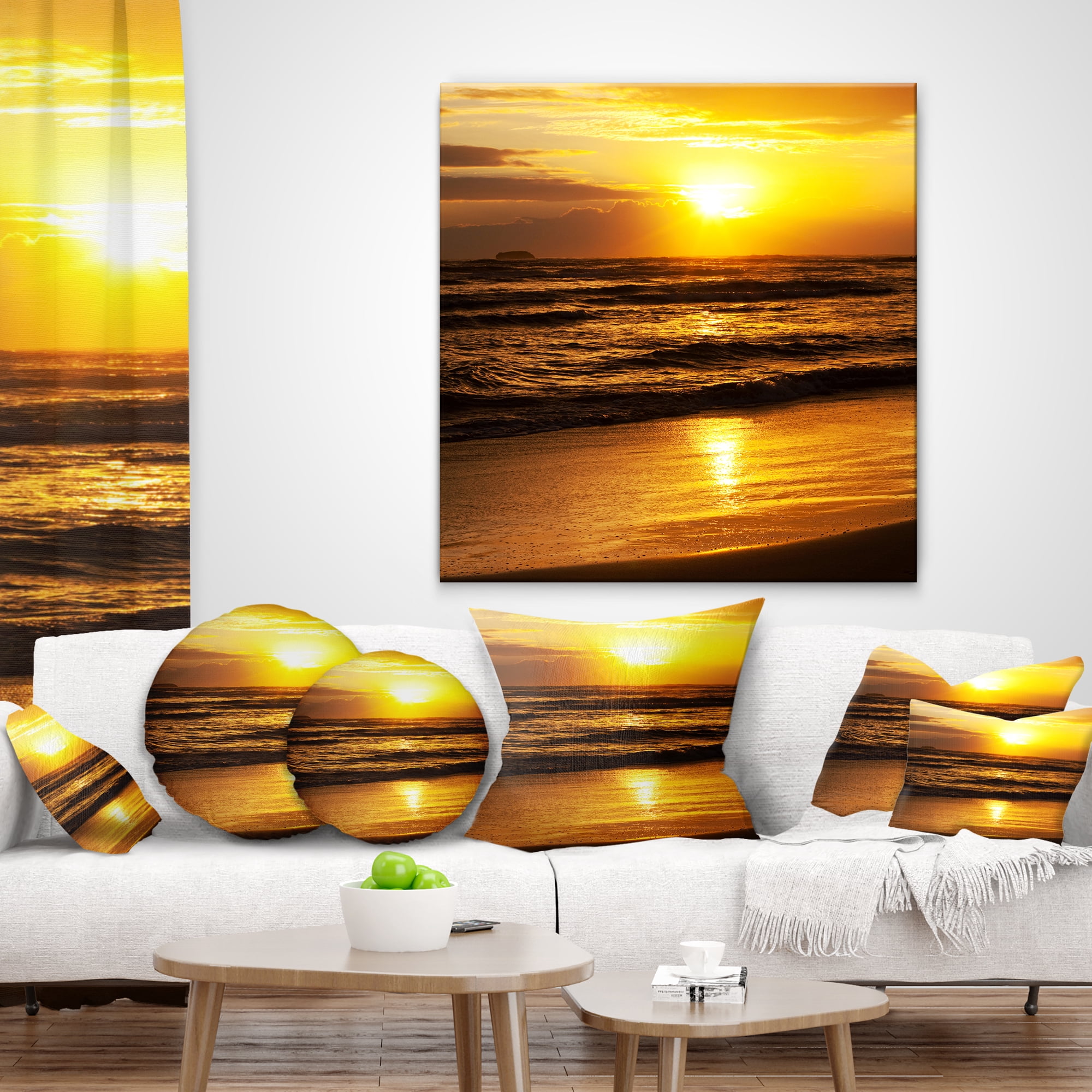 Designart 18" x 18" Yellow Polyester Throw Pillow