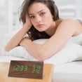 thumbnail image 1 of WIFKLSIIPG New Temperature and Humidity Multifunctional Silent Alarm Clock LED Wooden Clock Student Electronic Clock Bedside Desk Multifunctional Alarm Clock White Letter Model, 1 of 3