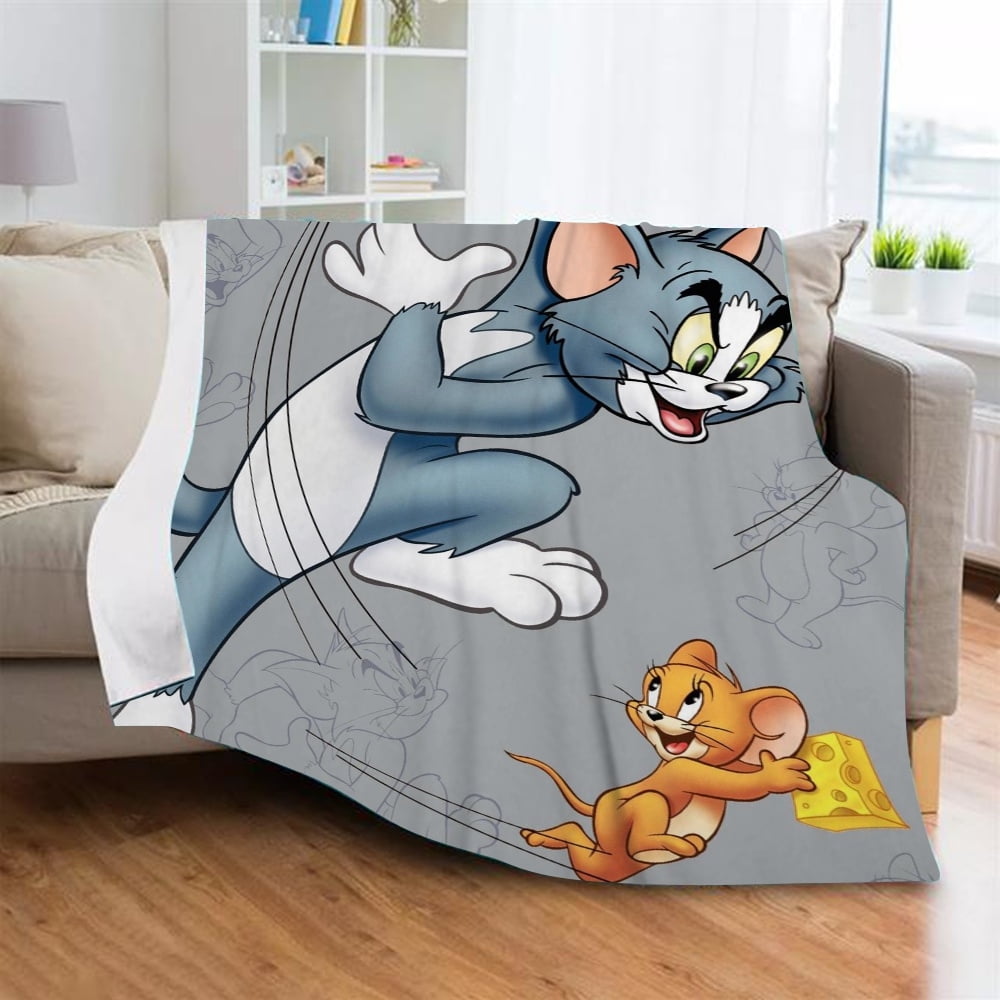 Disney Cartoon Tom and Jerry Flannel Blankets Super Soft Couch Blanket