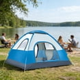 thumbnail image 3 of Automatic Camping Tent for 3-4 Person, Waterproof Portable Instant Tent with Storage Bag, Lightweight Backpacking Tent for Outdoor Camping Hiking Traveling Beach Picnic Party, Blue, 3 of 6