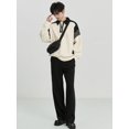 thumbnail image 5 of Suéter casual de estilo coreano con contraste de color y media cremallera para hombre, estilo coreano, top holgado de primavera y otoño, 5 of 5