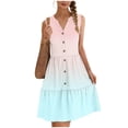 thumbnail image 4 of Robe d'Été pour Femme, Robe à Col en V Boutonnée, Longue Robe de Plage Sans Manches pour l'Été, Couvre-Maillot Décontracté à Coupe Ample, 4 of 7