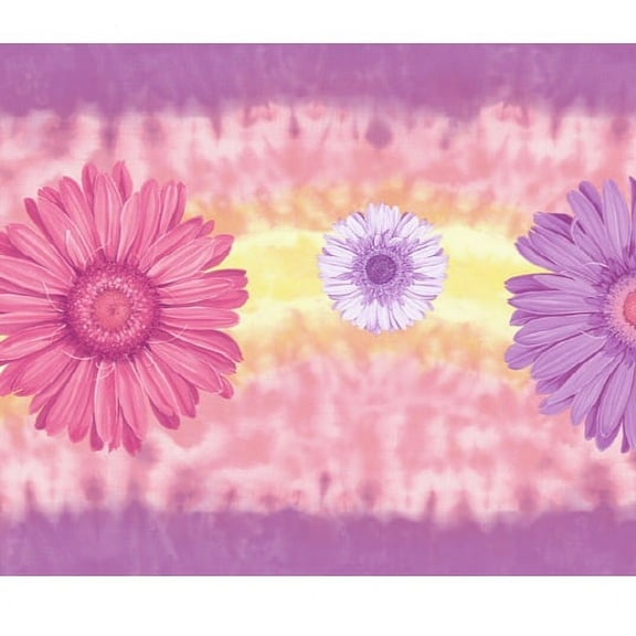 879300 Tie Dye Daisy Wallpaper Border FB077222b BC1581197