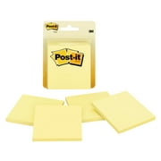 Post-it Notes, 3 in x 3 in, Canary Yellow, 4 Pads per pack, 50 sheets per pad