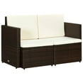 thumbnail image 1 of vidaXL 2 Seater Garden Sofa with Cushions Brown Poly Rattan, 1 of 5