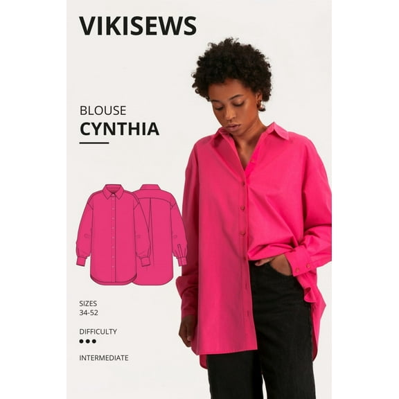 Vikisews Sewing Pattern Cynthia Blouse Women UK 4-22 Tops, Shirts