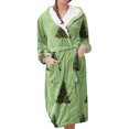 thumbnail image 1 of Women's Fleece Plush Robe Long Warm Plush Bathrobe Loungewear Jacket Printed Comfort Robe, 1 of 5