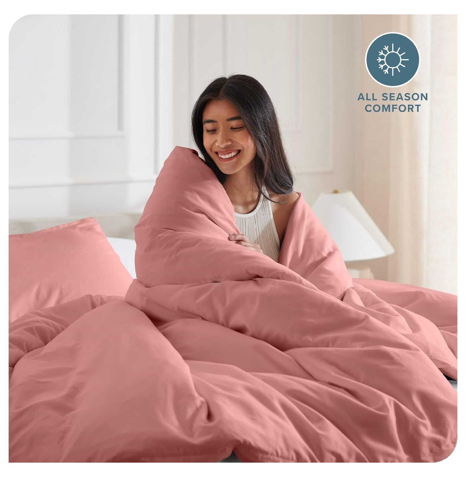 Bedding Duvet Cover King Size - Premium 1800 Super Soft Collection - Lightweight, Cooling - Soft Breathable Bedding Duvet Cover (King, Dusty Rose)