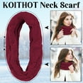 thumbnail image 3 of KOITHOT 5 Pcs Women Winter Beanie Hat Gloves Scarf Set, Warm Thick Soft Knitted Touch Screen Wine red, 3 of 6
