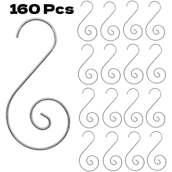 LQQBOX 160 Pcs Stainless Steel Christmas Ornament Hooks - Perfect for Tree Decorations