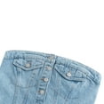thumbnail image 6 of Musuos Women Denim Vest,  Casual Off Shoulder Buttons Fall Short Wrap Chest Tops Streetwear, 6 of 9