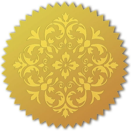 100Pcs Pattern Gold Foil Certificate Seals Gold Foil Certificate Seals Self Adhesive Embossed Seal Golden Stickers Envelope Seal DIY Labels for Wedding Invitations Envelopes Golden