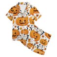 thumbnail image 4 of JAJAHO Halloween Kids Pajamas Set Boy Girl Pumpkin Ghost Pajama Short Sleeve Button 2 Piece Pjs 3-14Y, 4 of 4