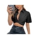 thumbnail image 5 of Txlixc Blusa de mujer, blusa de botón plano, blusa de ombligo de mujer Txlixc  moda, 5 of 6