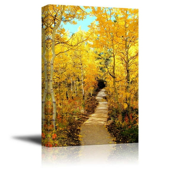 Canvas Prints Wall Art - Beautiful Autumn Scenery Colorful Fall Foliage Framing a Autumn Scene Along the River , Modern Wall Decor/Home Decor Stretched Gallery Wraps Giclee Print- 12" x 18"