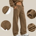thumbnail image 5 of EANJE Men's Baggy Sweatpants Casual Elastic Waist Wide Leg Pants Solid Loose Fit Lounge Trousers with Side Pockets for Daily Streetwear Brown 2XL, 5 of 5