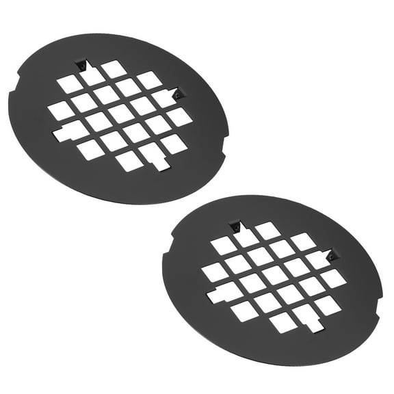 Shower Drain Cover 4-1/4" OD, 2 Pcs 304 Stainless Steel Round Snap-in Shower Drain Strainer Grid Replacement Cover for Bathroom Floor Lawns Landscaped Walkways Patios, Black