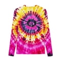 thumbnail image 3 of Favoffer Summer Unisex Kids Multicolor Tie-Dye Graphic Tee Round Neck Long Sleeve Stretchy Trendy Top Casual Travel Home Party 3-14Y, 3 of 5
