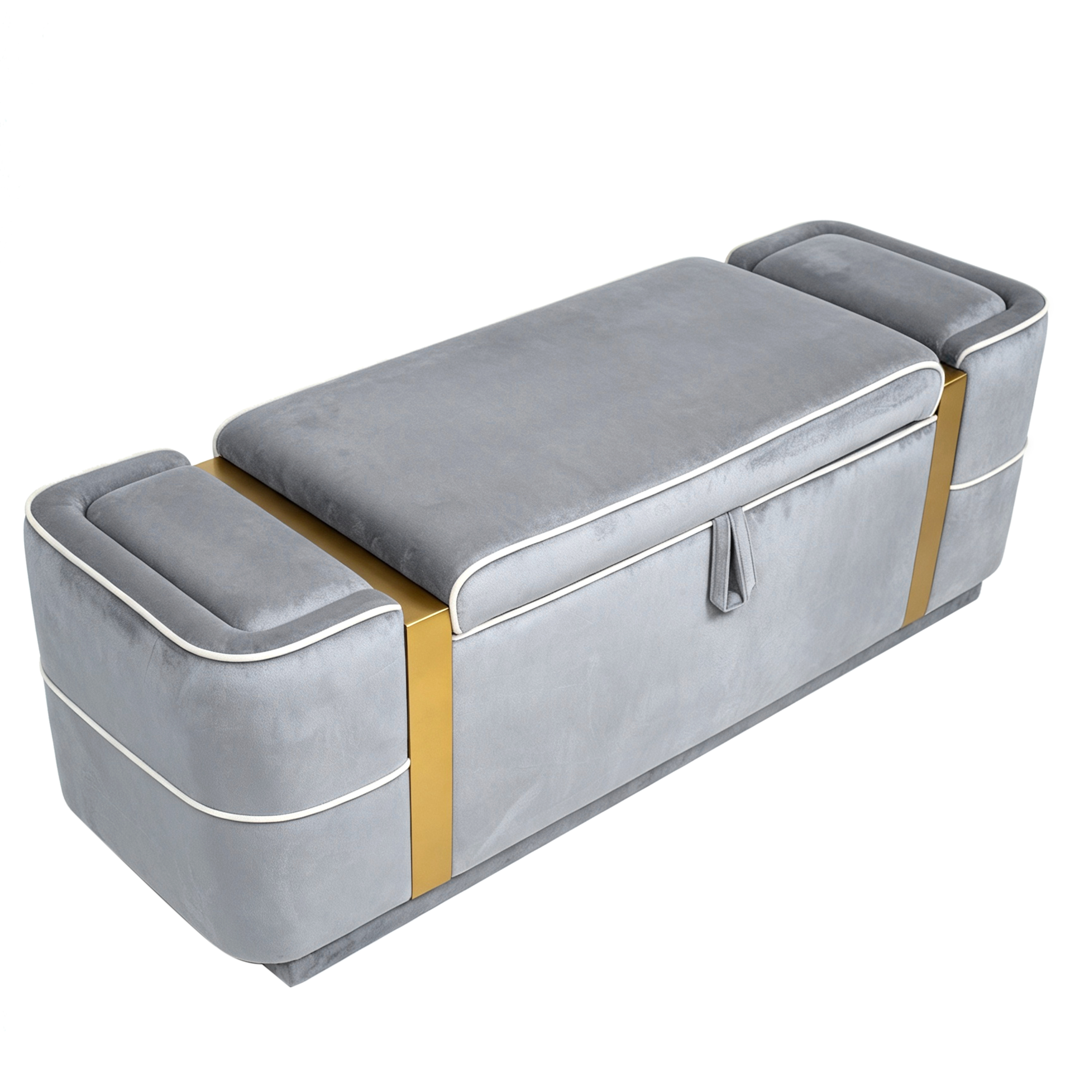 Euroco 47.2" Storage Ottoman Bench,Upholstered End of Bed Bench with Seating, Entryway Bench for Living Room Bedroom,Grey
