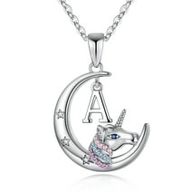 TINGN Unicorns Gifts for Girls Necklace 14K Gold White Rose Gold Plated Crescent Moon Pendant Unicorn Necklaces for Girls Kids Jewelry Unicorn Gifts for Girls Women