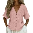 thumbnail image 2 of Kelon Short Sleeve Womens Linen Cotton Tops Vacation Casual Outfits Blouses Dressy Casual Summer Outfits 2026, 2 of 7