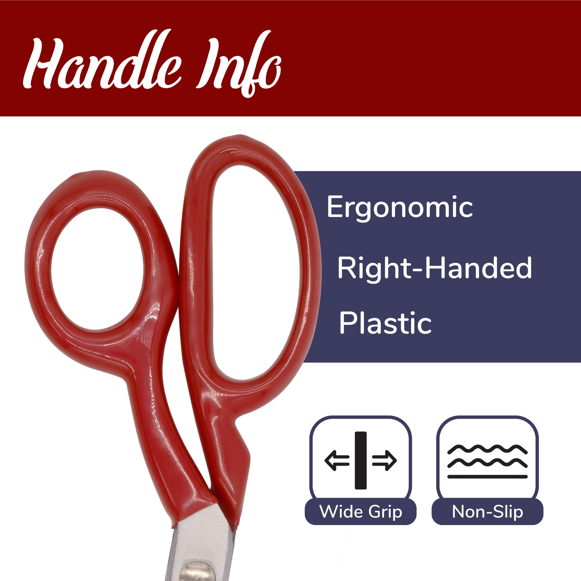 JubileeYarn Brazil Style Fabric Scissors - 8" Red - 3 Scissors