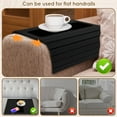 thumbnail image 3 of 2 Pcs Wood Sofa Arm Tray Foldable Couch Armrest Table Clip On Snack Phone Remote Beverage Holder (black ), 3 of 10
