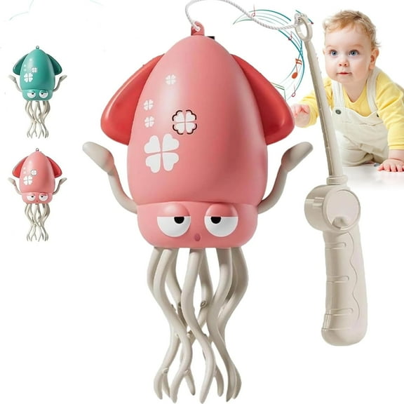 Interactive Dancing Octopus Toy, Rechargeable Crawling with Lights and Music, Auto Obstacle Avoidance, Pink