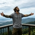 thumbnail image 5 of Jovrlynd Hoodies for Men Short Sleeve Cotton Linen Drawstring Summer Casual Hooded Shirts V Neck Pullover Tee Tops, S-3XL, 5 of 9