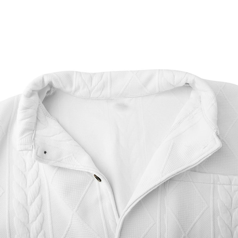 Chunky Cardigan Men Lightweight Button Down Lapel Collar Textured