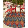 thumbnail image 3 of Unique Loom Outdoor Modern Collection Area Rug - Ikat (4' 1" x 6' 1" Oval Multi/Burgundy), 3 of 9