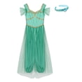 thumbnail image 5 of CHICTRY Women Arabian Princess Dress-up Sequin Sleeveless Belly Dance Harem Romper with Headband Turquoise M, 5 of 7
