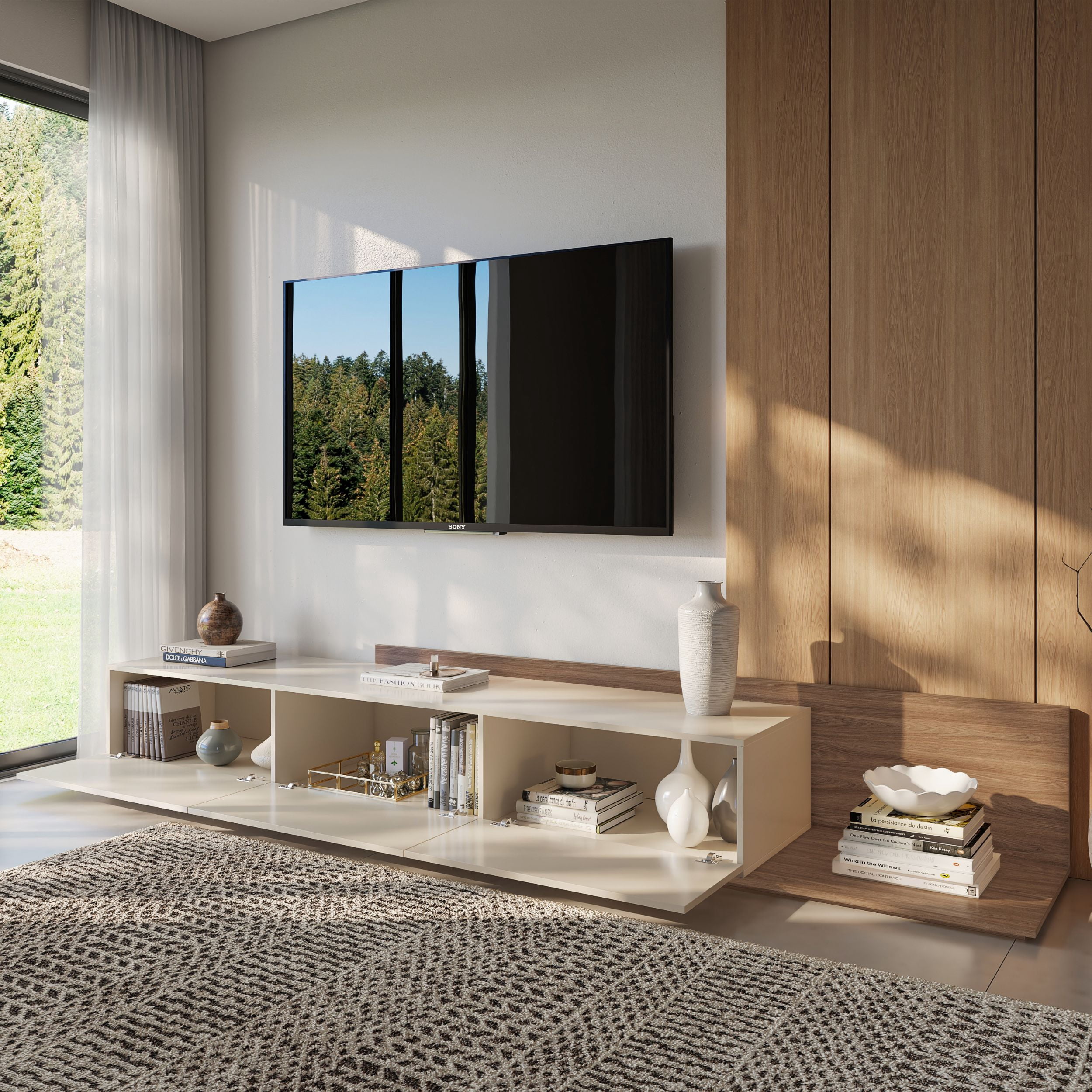 Meuble TV extensible (66-108 po) Nexera Noa, Noyer