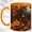 Orange, variant on Haunted House Coffee Mug, Jack O Lantern Mug, Ceramic 11 oz