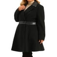 thumbnail image 4 of Agnes Orinda Women's Plus Size Overcoat Leather Notched Lapel Single Breasted Long Trench Coats Jacket, 4 of 5