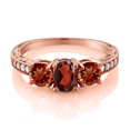 thumbnail image 2 of Gem Stone King 2.99 Ct Oval Red Garnet 18K Rose Gold Plated Silver Moissanite Ring (Size 6), 2 of 4