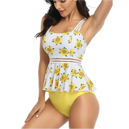 green floral bathing suit