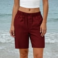 thumbnail image 5 of Women's Soft Fabric Elastic Waist Drawstring Shorts with Functional Pockets, Tummy Control Body Shaping, Breathable Quick Dry for Running, Casual Lounge & Travel | TruHer,Wine M, 5 of 9