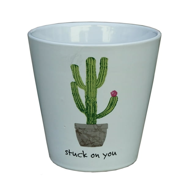 Better Homes Gardens 4 Ceramic Green Cactus Planter Walmart Com Walmart Com