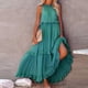 thumbnail image 2 of 2025 Vestido largo sin mangas para mujer, vestido de playa informal con volantes fluidos, vestido de poliéster de cintura alta, tallas S-XXL, 2 of 8