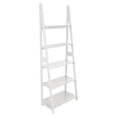 thumbnail image 1 of PJ Wood 5 Tier Wooden Ladder Shelf Organizer Bookcase Display Stand for Home Office, White, 1 of 9