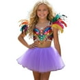 thumbnail image 4 of Huowey Girls Ballet Dance Skirt Soft Elastic Waist Tutu Skirts Solid Color Ruffled Stage Performance Shows Dancewear,Purple,9-11 Years, 4 of 5
