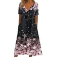 thumbnail image 2 of WILLBEST Vestidos Floreados para Mujer, Vestido Playero Largo con Estampado Floral, Botones, Cuello Corto, Informal, con Bolsillos En V, para Mujer Extra Grande, 2 of 2