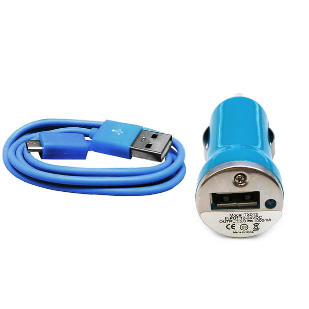 Importer520 Blue Mini USB Home Wall + Car Charger + Micro USB Data Sync /  Battery Charge Cable For Motorola Yangtze Electrify 2 AKA XT881(Verizon)