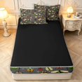 thumbnail image 4 of Erosebridal Cute Beetles Zipper Twin Comforter Sets with Fitted Sheet and 2 Pillowcases,Dreamy Bug Theme Zipper Bedding Set,Gray Green,Black Reversible,4pcs, 4 of 8