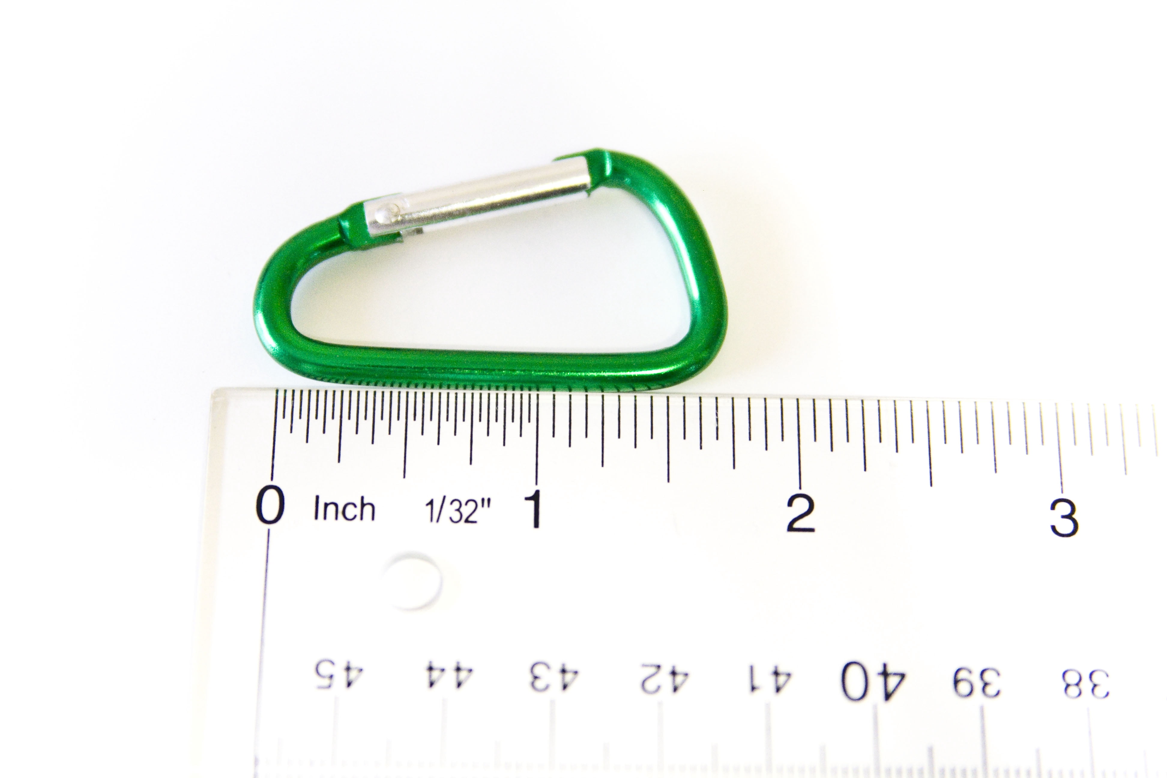 100 pcs - 1-7/8 inch Green Aluminum Carabiner D Shape Round Edge, Keychain Clip, Spring Snap Key Chain Clip Hook
