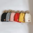 thumbnail image 2 of Children Winter Hat Knitted Plush Ball Decor Elastic Soft Thick Unisex Cartoon Bear Decor Anti-slip Cold Resistant Yarn Cap, 2 of 9