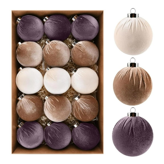 Fwttom 15pcs Christmas Ball Ornaments for Christmas Tree, Fashion Velvet Christmas Ornaments, 3.15" Shatterproof Christmas Ornaments Set for Party Wedding Christmas Decocrations Holiday Gifts