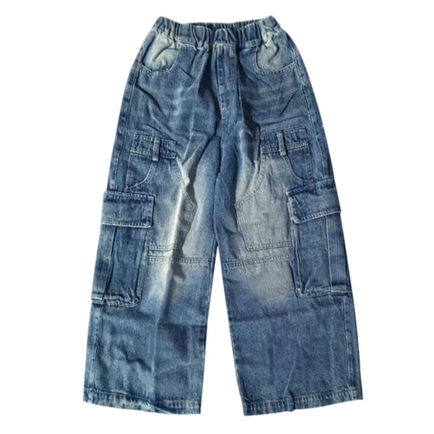 XXWXYD Lightweight Cargo Jeans for Boys - Drawstring Elastic Waist